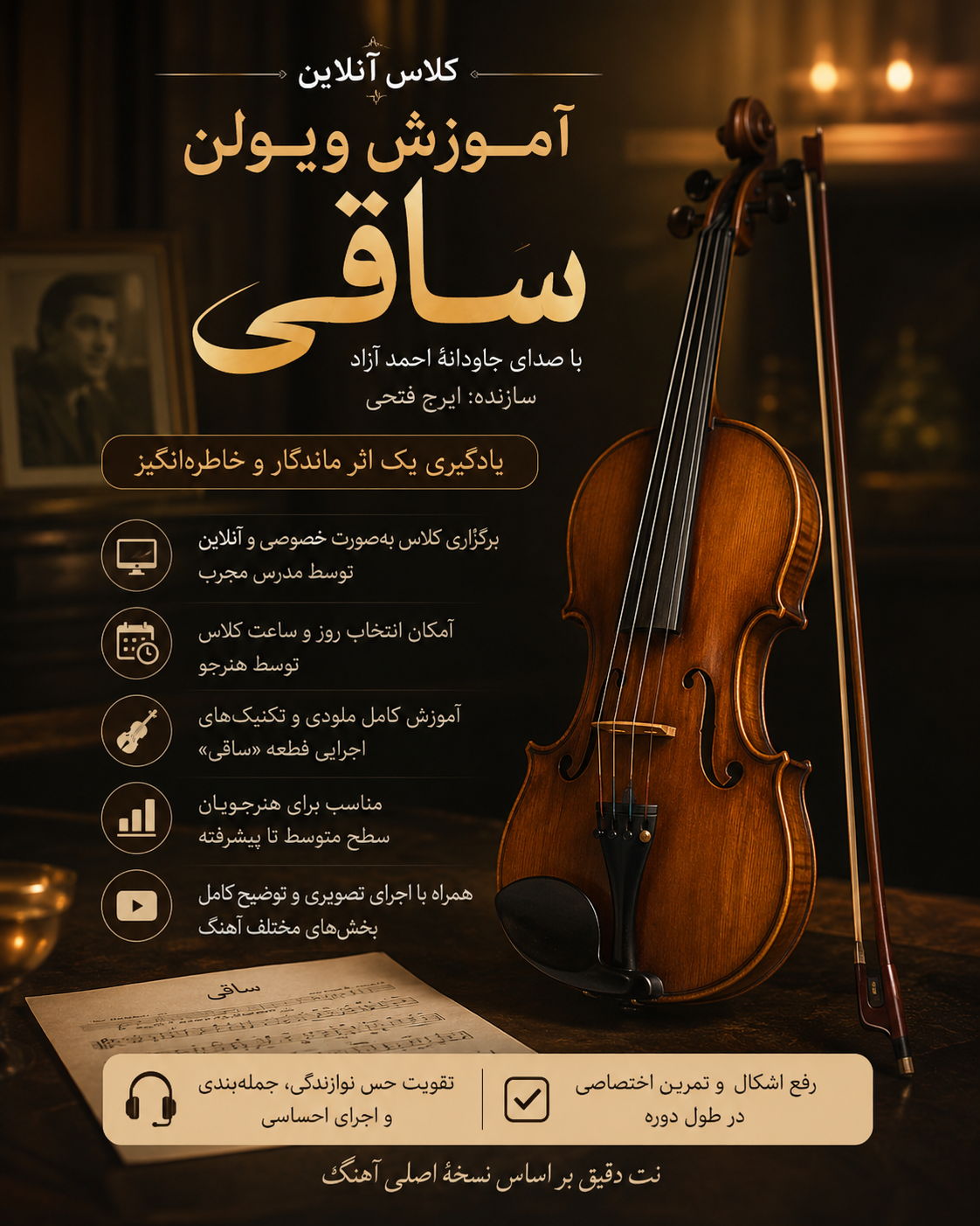 آموزش آهنگ ساقی | احمد آزاد